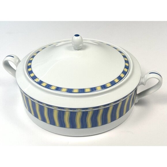 NORITAKE Impromtu Fine Porcelain Summer Waves 4096 Round Lidded Casserole EUC
